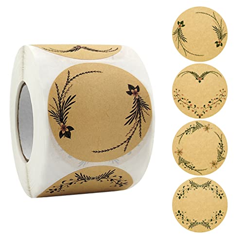 500 Stück Kraftpapier Aufkleber, Etiketten Selbstklebend 5cm Marmeladenglas Aufkleber Rund Geschenksticker (B) Cover
