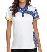 JACKETOWN Womens Polo Shirts Printed Polo Wicking Shirts Summer Tops Short Sleeve T-Shirt Athleti...