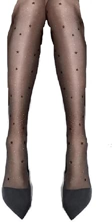 MARILYN Fashion European Pantyhose Bling Gold Silver Shimmer Black