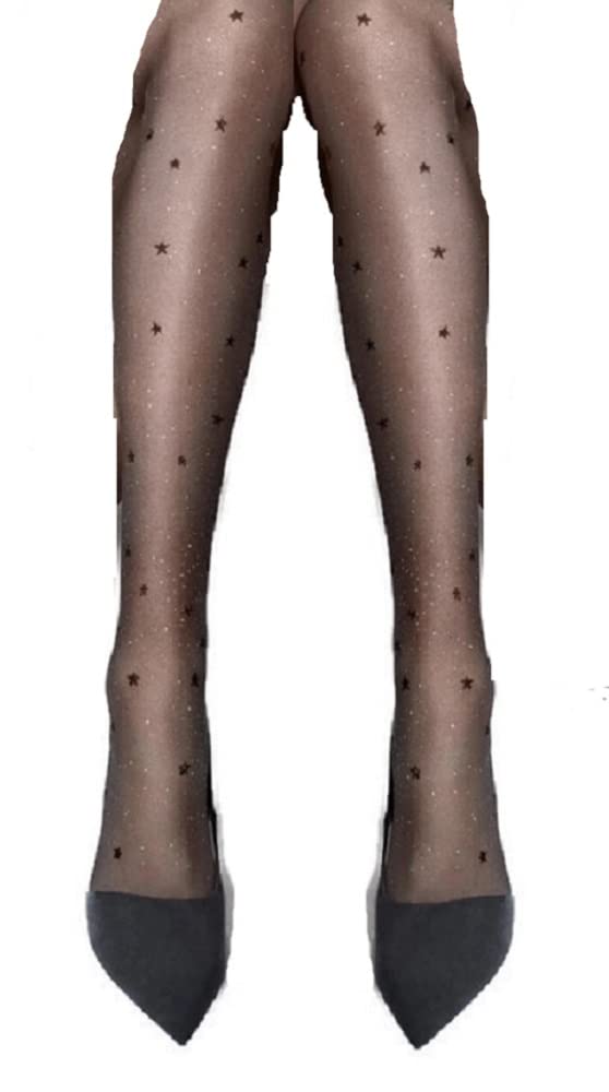 MARILYN Fashion European Pantyhose Bling Gold Silver Shimmer Black