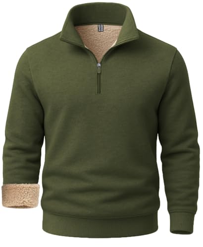 Boladeci Men's Quarter Zip Pullover Premium Sherpa Lined