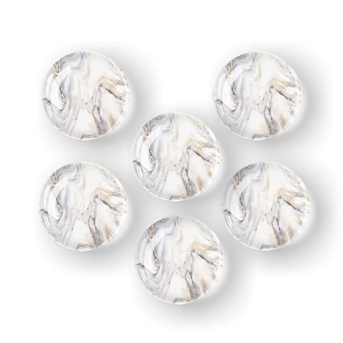 6Pcs Glass Refrigerator Magnets - Office Whiteboard Magnet - Cabinet Magnet - Cute Fridge Magnets For Fridge,Classroom And Office - Marble Grey Pattern #TOP17