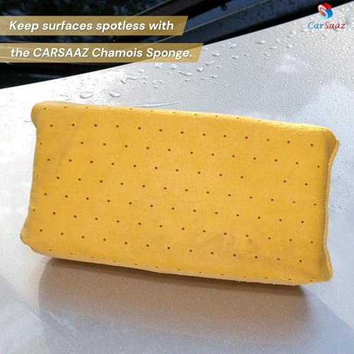 Image of CAR SAAZ Super Absorbent Chamois Sponge (Pack of 2) | Multipurpose Sponge for Car and Bike Cleaning, Kitchen Cleaning, Office & Home Cleaning | High Absorbent PVA Chamois Sponges (2 pcs)
