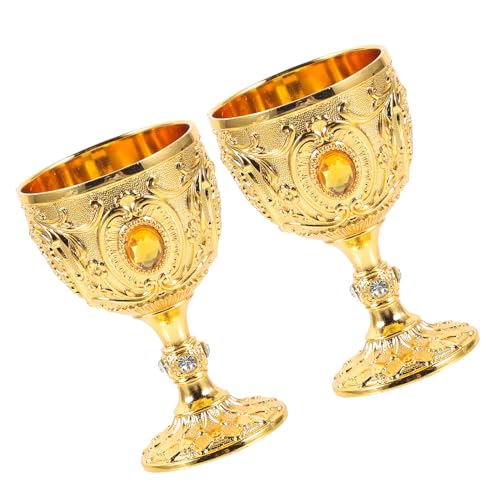 Veemoon 2pièces Lot de Coupes à Vin Mousseux Décoratives Métal Calice Orné pour Gobelet de Bar et Accessoire de Cosplay pour Cérémonies et Décorations de Table