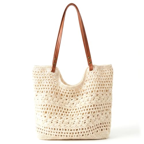 Sac fourre-tout léger en crochet beige, la solution anti-sable pour vos sorties quotidiennes