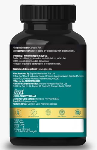 Image of Triple Strength Omega 3 Fish Oil 1500 mg with 540 mg EPA & 360 mg DHA | Supports Heart, Joint, Bone & Skin Health | For Men and Women | 60 Softgels