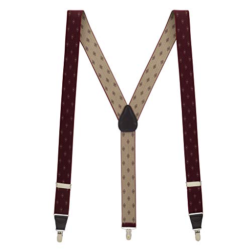 SuspenderStore Men's Burgundy Jacquard Woven Diamond Suspenders - CLIP SuspenderStore Men's Burgundy Jacquard Woven Diamond Suspenders - CLIP