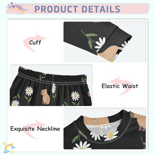 Pajama Sets Long Sleeve Cute Animals and Flowers Soft Comfy Sleepwear 2 Piece PJS 3-8T4