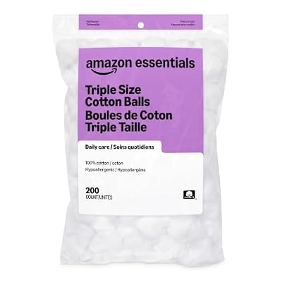 Amazon Basics Cotton Balls for Skincare, Makeup Removal, Cotton, Hypoallergenic, 200 Count (Previously Solimo)