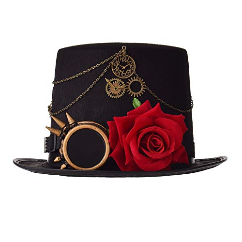 COSDREAMER Chapeau Haut de Forme Steampunk pour Homme et Femme Noir Moyen (58cm) Cover