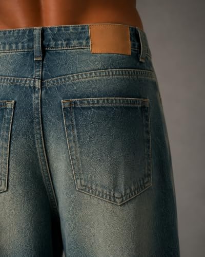 Men’s Whisker Green Baggy Fit Jeans High Rise Denim Pants for Men Relaxed Loose Fit Casual Jeans Stylish Everyday Wear - Image 4