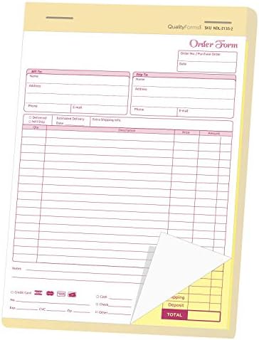 NCR Carbonless Order Forms, Bound Wraparound Cover, White/Canary, 50 Sets per Book. (8-1/2 x 11" - 2 Part)