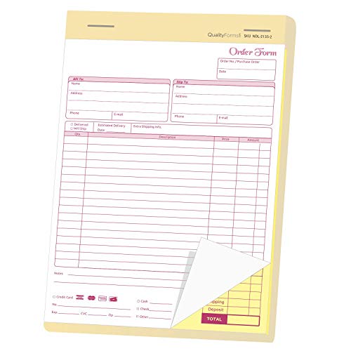 Formularios de pedido NCR de 2 partes NextDayLabels en tamaño 8-1/2 x 11 pulgadas
