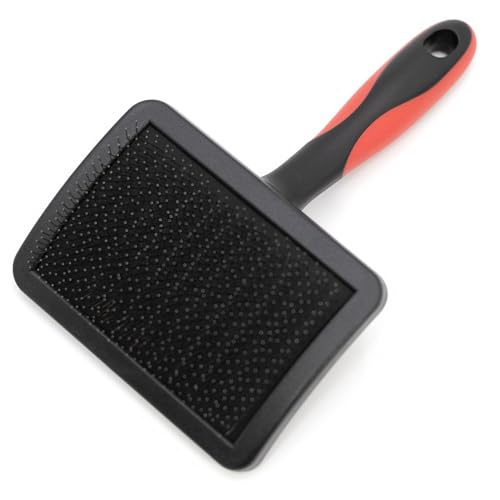 Image of Jeffers Pet Hard Pin Universal Slicker Brush for Dogs, Cats, Horses - Firm Bristles Grooming Tool, Detangling, Tangle Free Coat, Mats, Shedding, Curved Head, Travel Friendly, Easy Storage - Large