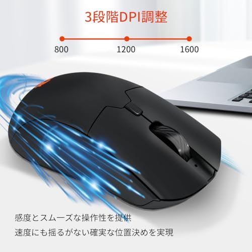 PiMivco ワイヤレスマウス 静音 Bluetooth5.2&2.4GHzマウス 無線Type-C充電式 約2ヶ月長持ち 3段階DPI切替 マルチデバイス対応 人間工学設計 Windows/Mac タブレット対応 (M300, ブラック)