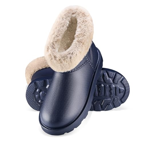 ESTRO Warme Gummistiefel Damen Gefüttert - Gummistiefel Gefüttert Damen Wasserdicht Winterschuhe F115 (38 EU, Dunkelblau)