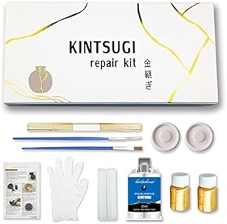 Kintsugi Repair Kit, Repair Ceramic Bowls & Vases with Gold Powder Glue, Entry-Level Kintsugi Kit Perfect for Beginners, Easy Kintsugi Craft