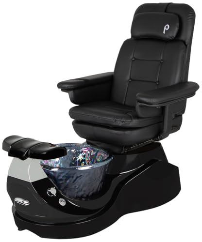 Pibbs PS85-V Milan Pedicure Spa Chair for Professional Spas and Salons, Vibrating Chair Top, Built-in LED Lights, 6-Function Vibration Massage, Swivels, Reclines, PIB-PS-85-V