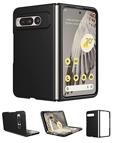 Foluu Funda delgada para Google Pixel Fold 2023, de policarbonato mate con agarre antideslizante (negro)