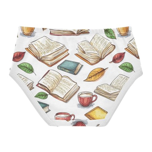 ZZKKO Colorful Books and Coffee Girls Underwear Toddler Panties for Girls Comfort Brief Size 2T-8Y2