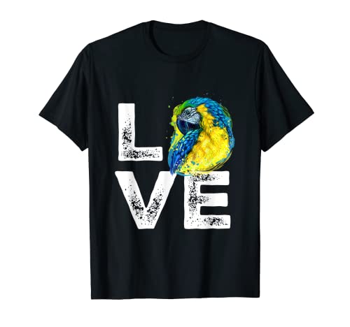 Parrots Love I Bird Pet Animal Motif Birds T-Shirt, Black