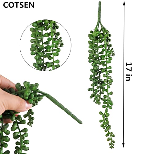 Cotsen 5Pcs Artificial Succulents Hanging Plants 17Inch Fake String Of Pearls Plants Realistic Green For Garden Office Interior And Outdoor Decoration #TOP4