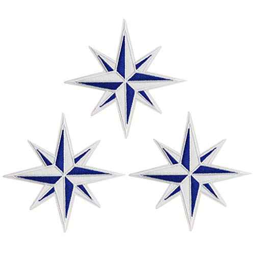 Cute-Patch Blue and White Eight 8-Point Compass Patches Rose Nautical Star