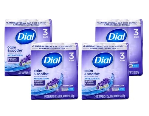Dial Lavender and Jasmine Bar Soap, 3 Count, (Pack of 4)
