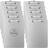 ZCZN Metal Clipboards, 10 Pack Heavy Duty Aluminum Clipboards 12 x 9 Inches, A4 Letter Sizer Document Holder with Low Profile Clip, Suitable for School, Office, Jobsite or Medical Staff, Silver