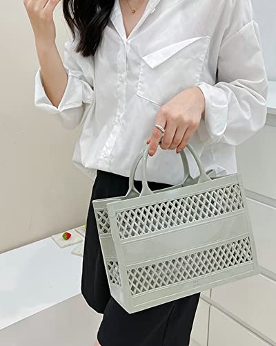 Image of Tote Bag Purses for Women Summer Mesh Beach Purse Large Capacity Shopping Basket Top Handle Handbag Jelly Storage Bag