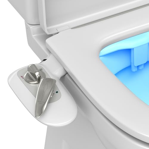 Non-Electric Bidet Attachment for Toilet Seat With LED Light Warm and Cold Water Adjustable Water Pressure, Rear and Feminine Wash, Dual Nozzle, Self-Cleaning
