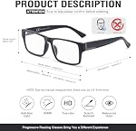 2 Pack Unbreakable Progressive Multifocus Reading Glasses for Men, TR90 Thick Frame Readers