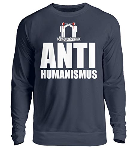 Pull-over anti-humanisme bleu large : le sweat ample pour affronter le froid