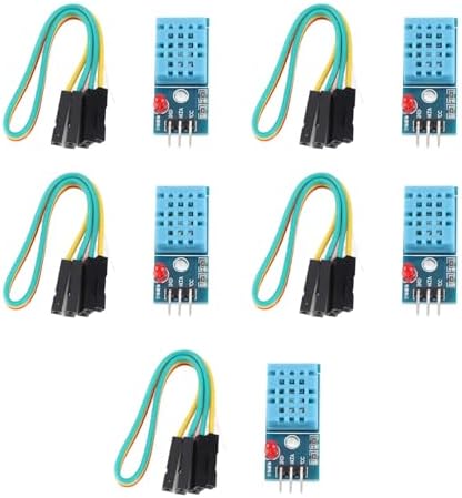 5PCS DHT11 Digital Temperature Humidity Sensor Module High Sensitivity Digital Sensor Module for Greenhouse -20 to 60℃ 5 to 95% RH(Adapter Board)