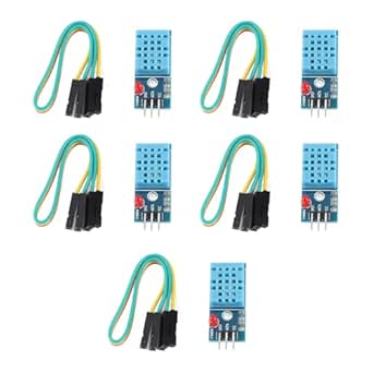 5PCS DHT11 Digital Temperature Humidity Sensor Module High Sensitivity Digital Sensor Module for Greenhouse -20 to 60℃ 5 to 95% RH(Adapter Board)