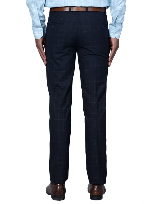 Image of Cantabil Men Checkered Non Pleated Regular Fit Mid Rise Formal Trousers for Men | Formal Pants for Men | Formal Wear Regular Fit Trousers for Men (P MTRF00073)