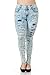 Juniors Women's plus size BLUE/ Black Denim JEANS Skinny Ripped Distressed Pants