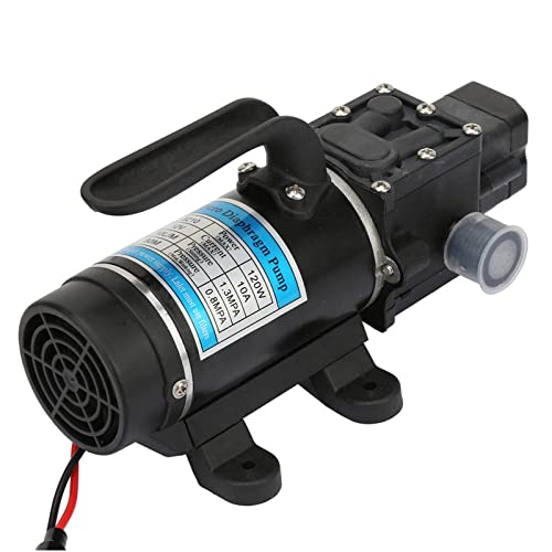 Hochdruck Wasserpumpe Druckwasserpumpe 120W 10L/m 12V/24V Elektrische Selbstansaugende Membranpumpe für Hochdruckreiniger Bewässerungssysteme (12V 3210YD-12-120FS)