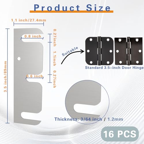 FAWAYSHAAN Hardware Door Hinge Shims (16Pcs), Stainless Steel Hinge Shims for Door Hinge Repair (3.5 Inch) by FAWAYSHAAN - Image 2