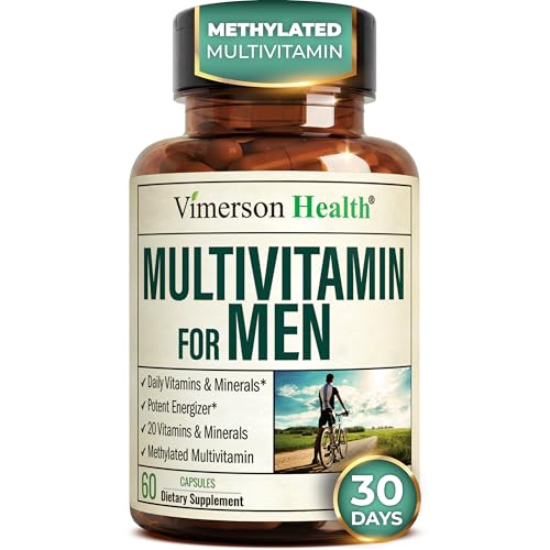Methylated Multivitamin for Men with Bioavailable Vitamins, Chelated Minerals, Vitamin D, B12, C, A & Zinc for Energy, Focus and Immune Health – Premium Mens Multivitamins & Multiminerals – 60 Caps