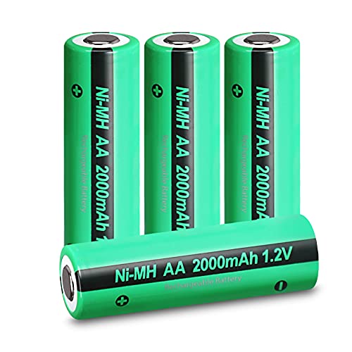 AA Batterie,2000mAh 1,2V NiMH Industries Batterie Wiederaufladbar Flat Top Akkus,4 Stück,PKCELL