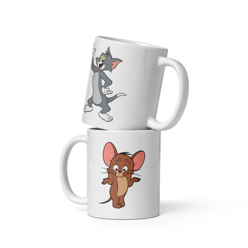 Ceramic Printed Tom Jerry Coffee Mug Set of 2 Birthday Gift for Boyfriend Gift for Couple Wife Coffee Mug Idea Coffee Mug Birthday Gift Mug Best Gifts for Husband