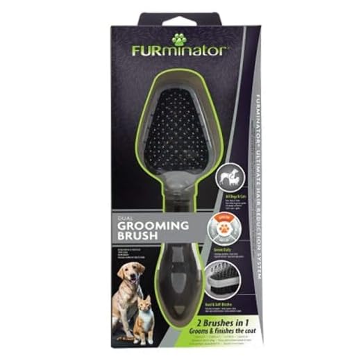 Furminator Dual Grooming Brush Borste för Hundar och Katter, Grå