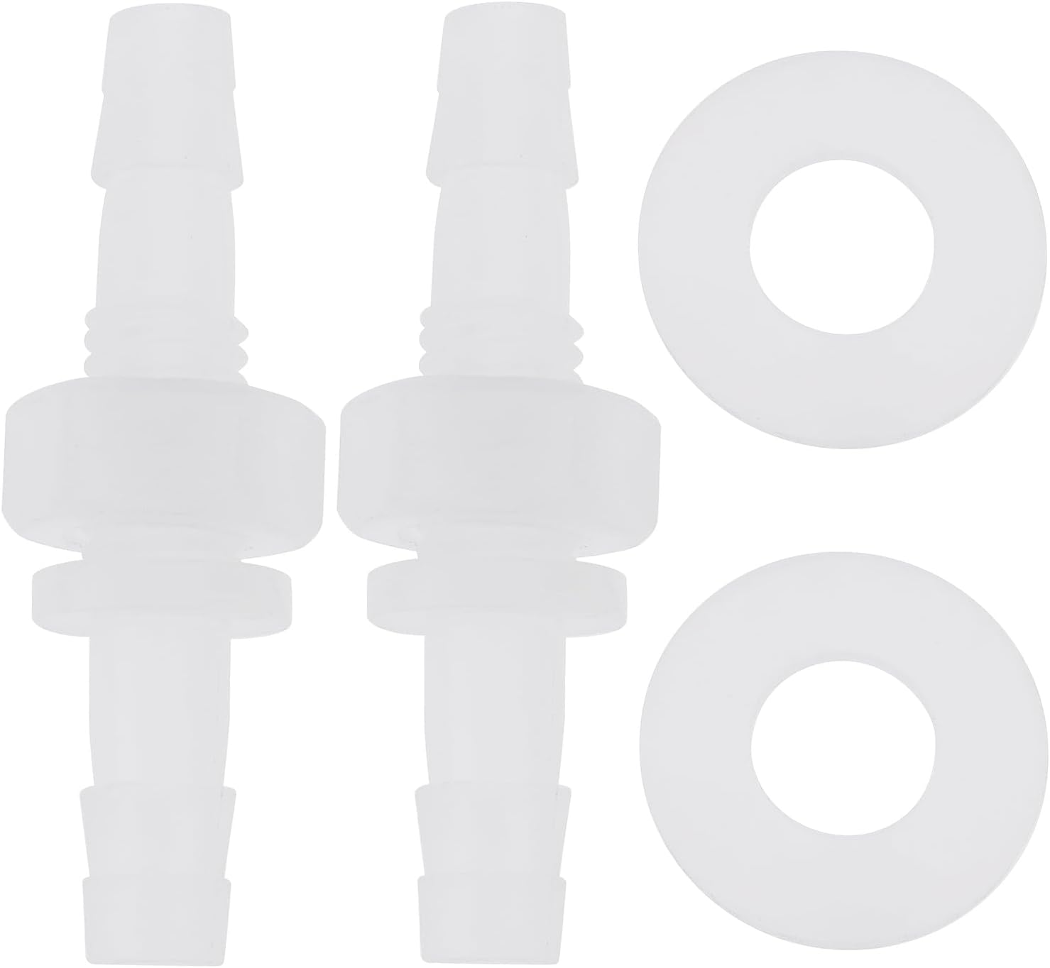 4 Set 6-M8-6 6mm Dual Ended Plastic Hose Barb Bulkhead Fitting with Gasket for Inner Diameter 6mm Hose Hex Barbed Union Splicer Adapter for Water Fuel Air Applications