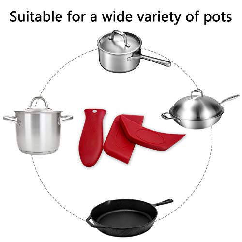 Nonley Silicone Hot Handle Holder, 8 Pack Pot Holders Cover Rubber Heat Resistant Potholder Silicone Pot Handle Sleeve for Cast Iron Skillets Aluminum Cookware Metal Frying Pans Handles