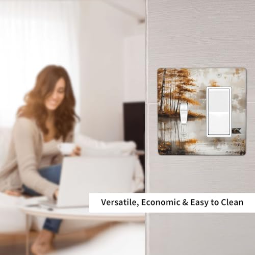 Decorative Outlet Covers Funny Ducks Vintage Lakeside Landscape 2 Gang 1 Gang Wall Plate Cover Single Toggle Rocker Combo Light Switch Cover Plate Face Plate for Bedroom Home Decor