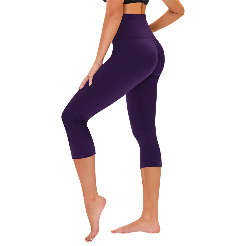 TNNZEET Capri Leggings for Women - Tummy Control High Waisted Soft Yoga Pants for Gym Workout