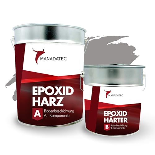 MANADATEC 2k Epoxidharz Bodenbeschichtung 1kg I RAL 7036 Platingrau I Lösemittelfrei, Umweltfreundlich & Geruchsneutral I Beschichtung für Garagen- & Kellerböden I Hohe Schlagfestigkeit