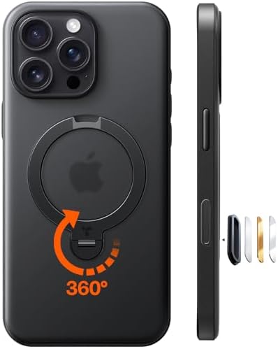 （05:00時点） 【米軍規格・360°回転吸着多機能一体 】TORRAS iPhone 16 Pro 用 ケース カメラ操作カバー付き 縦横両対応 リング付き マグネット搭載 ワイヤレス充電対応 耐衝撃 防指紋 半透明 Ostand Q3 Spin ブラック