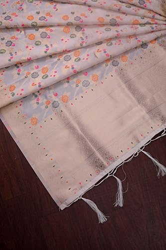 Image of DEVANGI Women's Woven Banarasi Silk Dupatta /Chunni For Women, Floral Print 1 Meter Wide and 2.3 Meter Length Printed Designer Dupatta /Chunni For Girls